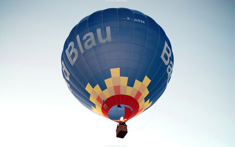 Blue Hot Air Balloon — Serene, Morning