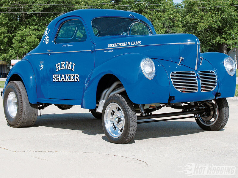 blue hot rod car