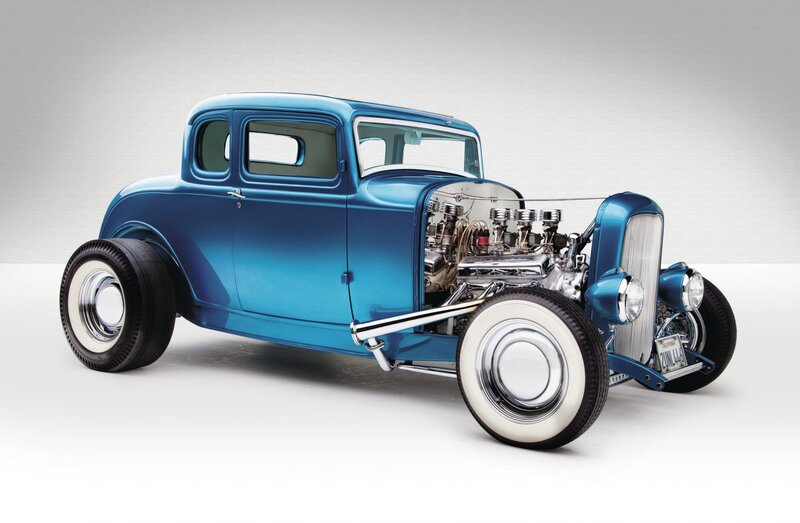 Blue Hot Rod Car — Clean, Photograph, Engine