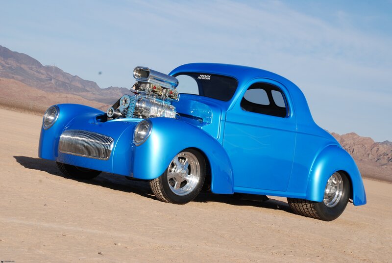 Blue Hot Rod Car — Dramatic, Afternoon, Photograph, Desert