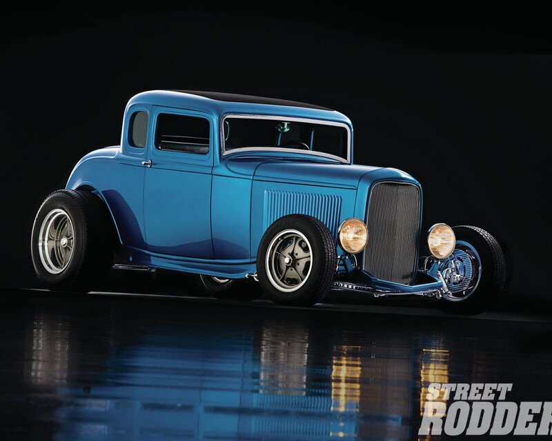 Blue Hot Rod Car — Dramatic, Photograph, Grille