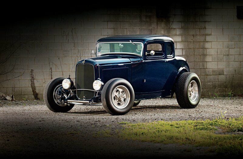 Blue Hot Rod Car — Dramatic, Photograph, Wall