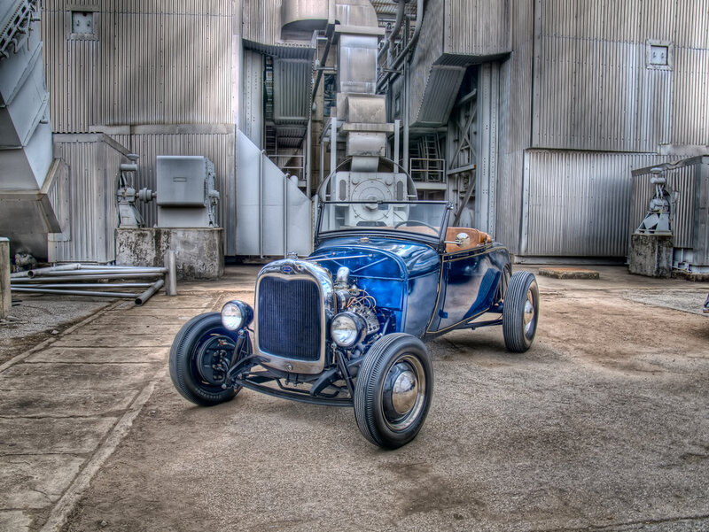 Blue Hot Rod Car — Dramatic