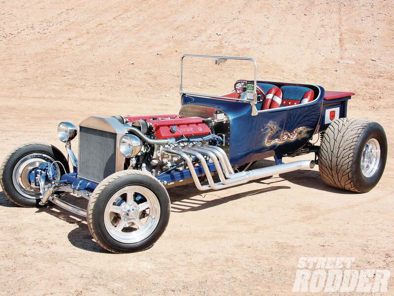Blue Hot Rod Car — Dusty, Afternoon