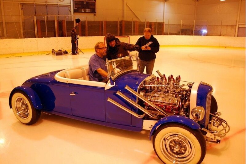 Blue Hot Rod Car — Neutral, Photograph, People