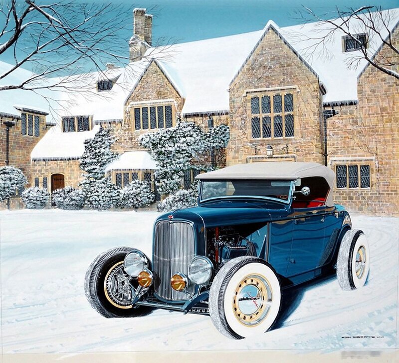 Blue Hot Rod Car — Serene, Winter