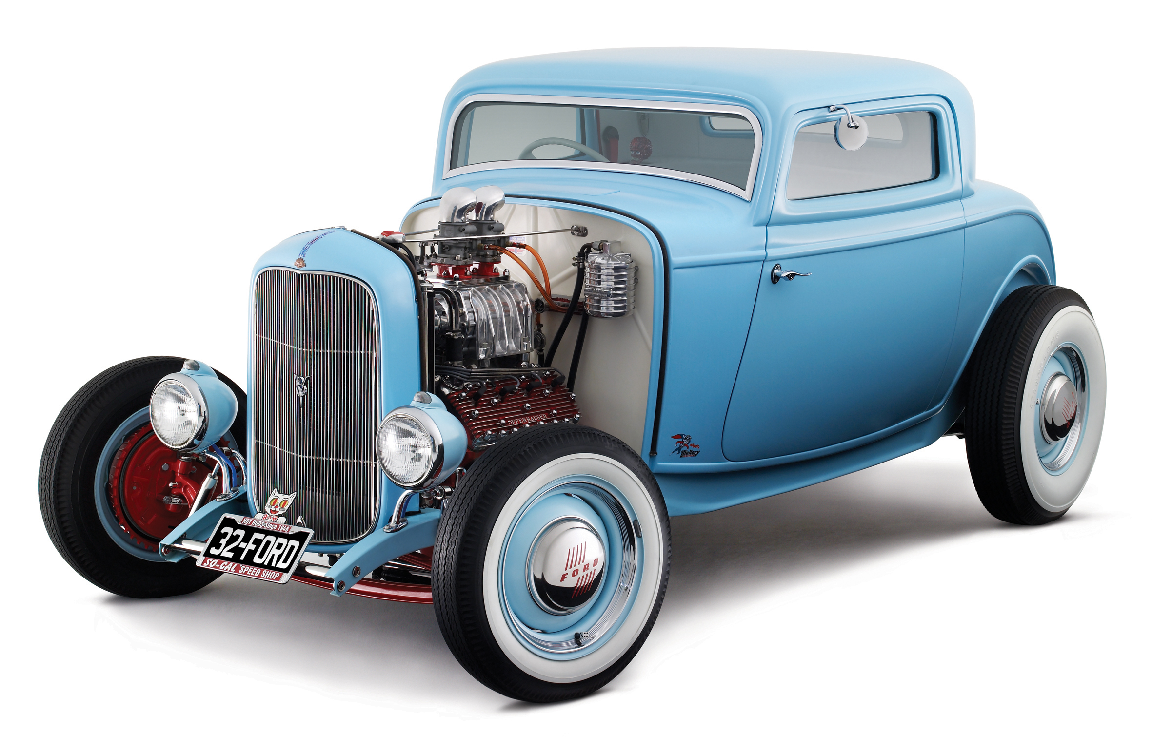 Blue hot rod coupe