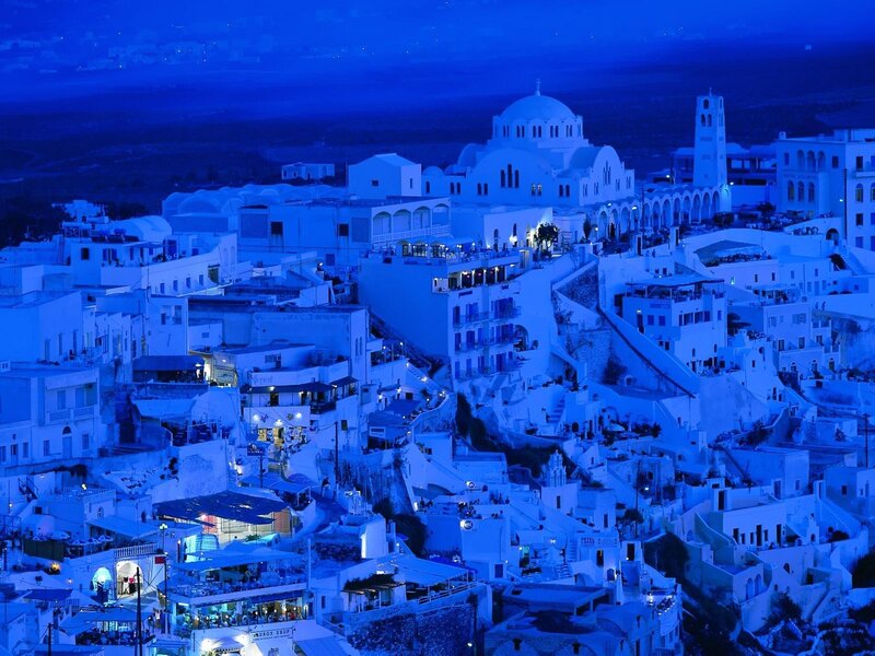 Blue hour in a Greek village