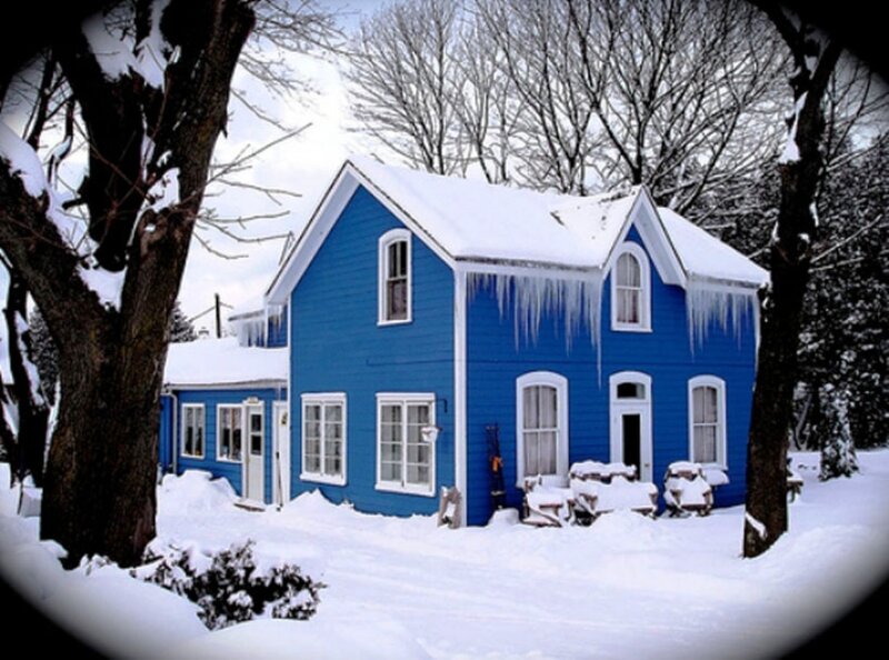Blue House in Snow — Quiet