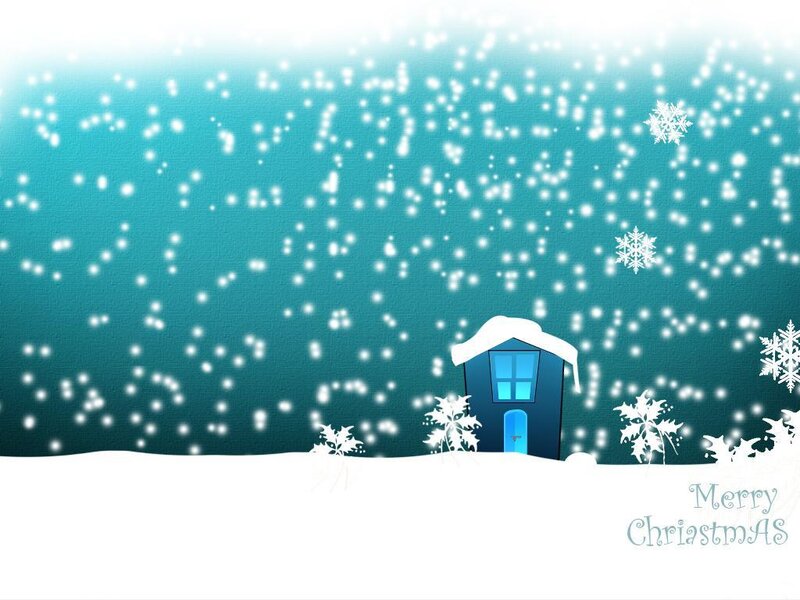 Blue House in Snow — Teal