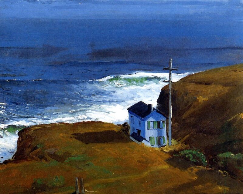 Blue House on Cliff — Dramatic