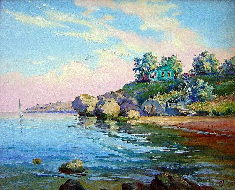 Blue House on Cliff — Serene