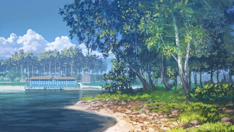 Blue House on Lake