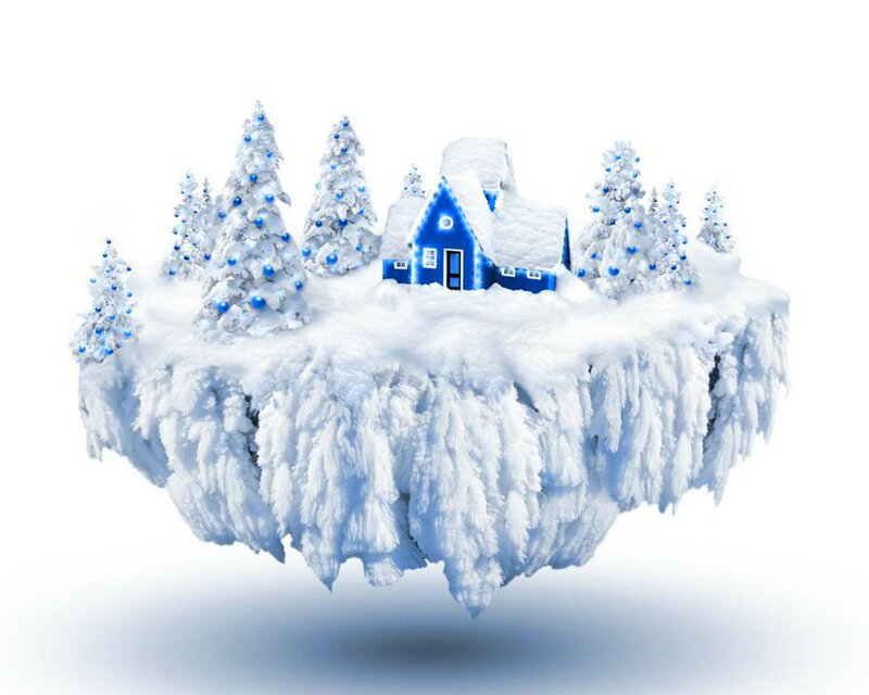 Blue House on Snowy Island