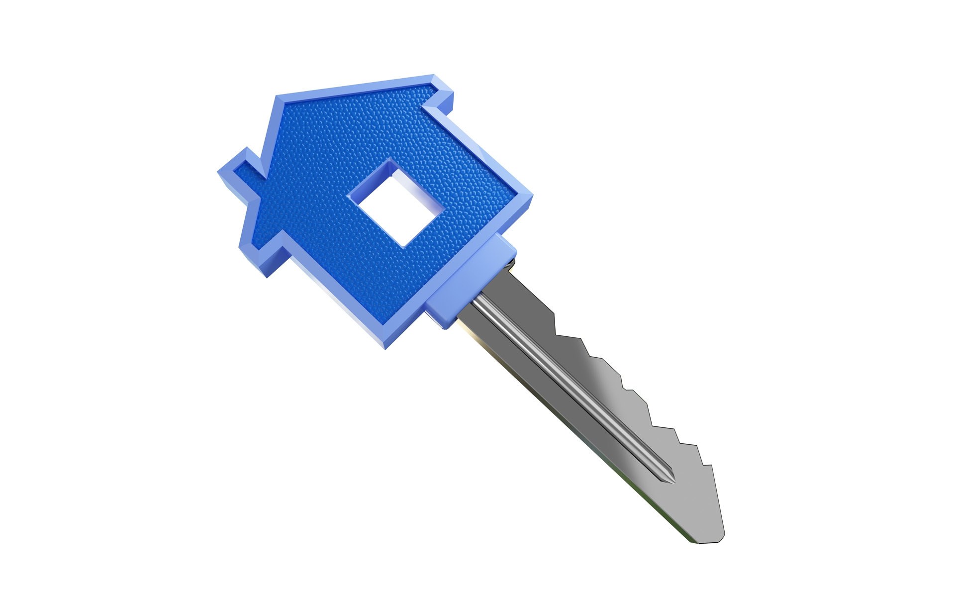 blue house-shaped key