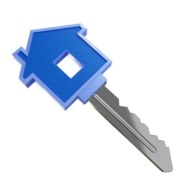 Blue House-shaped Key — Neutral