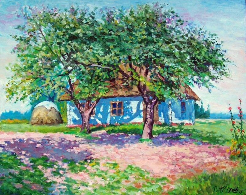 Blue House under Tree