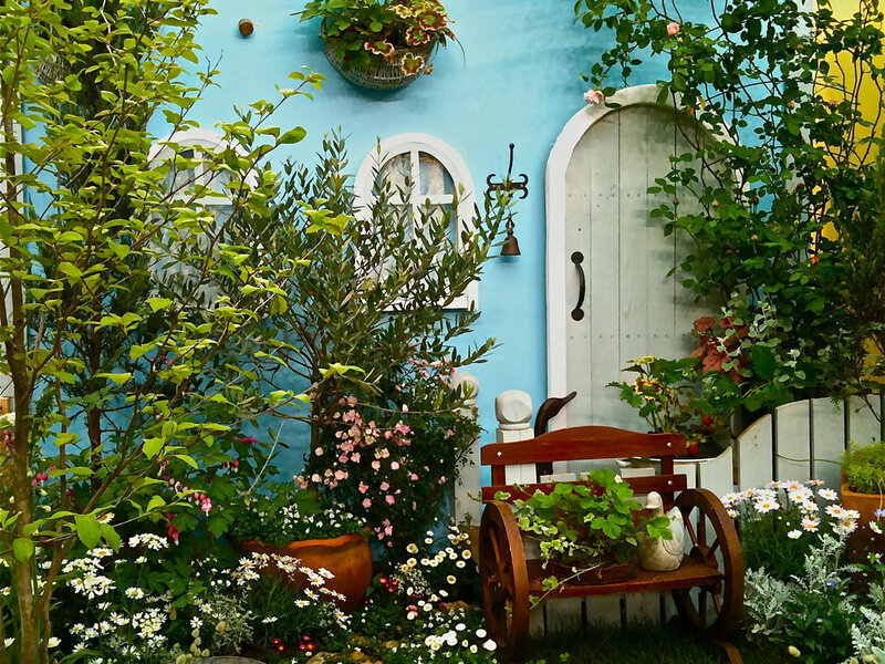 Blue House with Garden — Serene