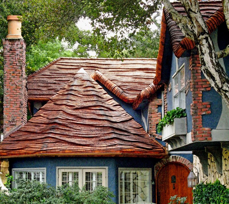 Blue House with Wavy Roof