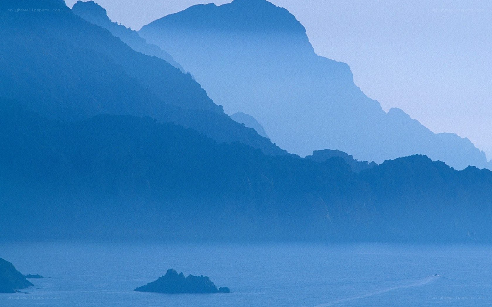 Blue-hued coastal mountains