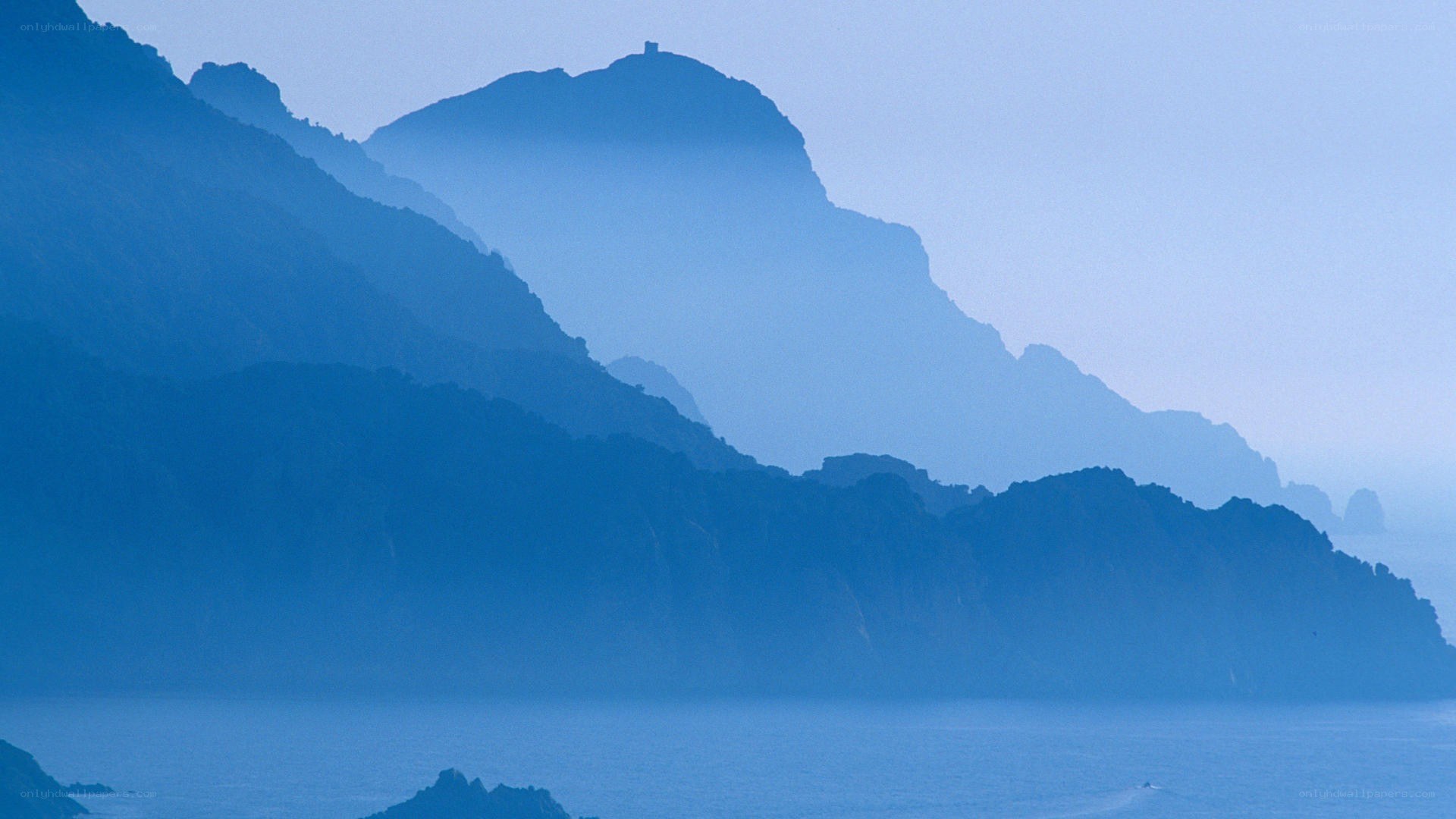 Blue-hued coastal mountains