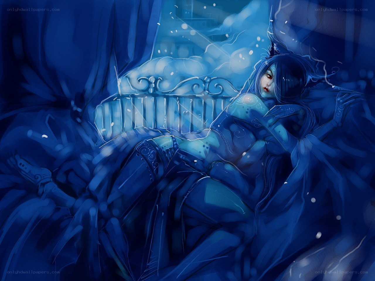 blue-hued fantasy figure