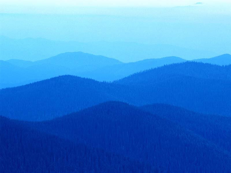 Blue-hued mountain ranges