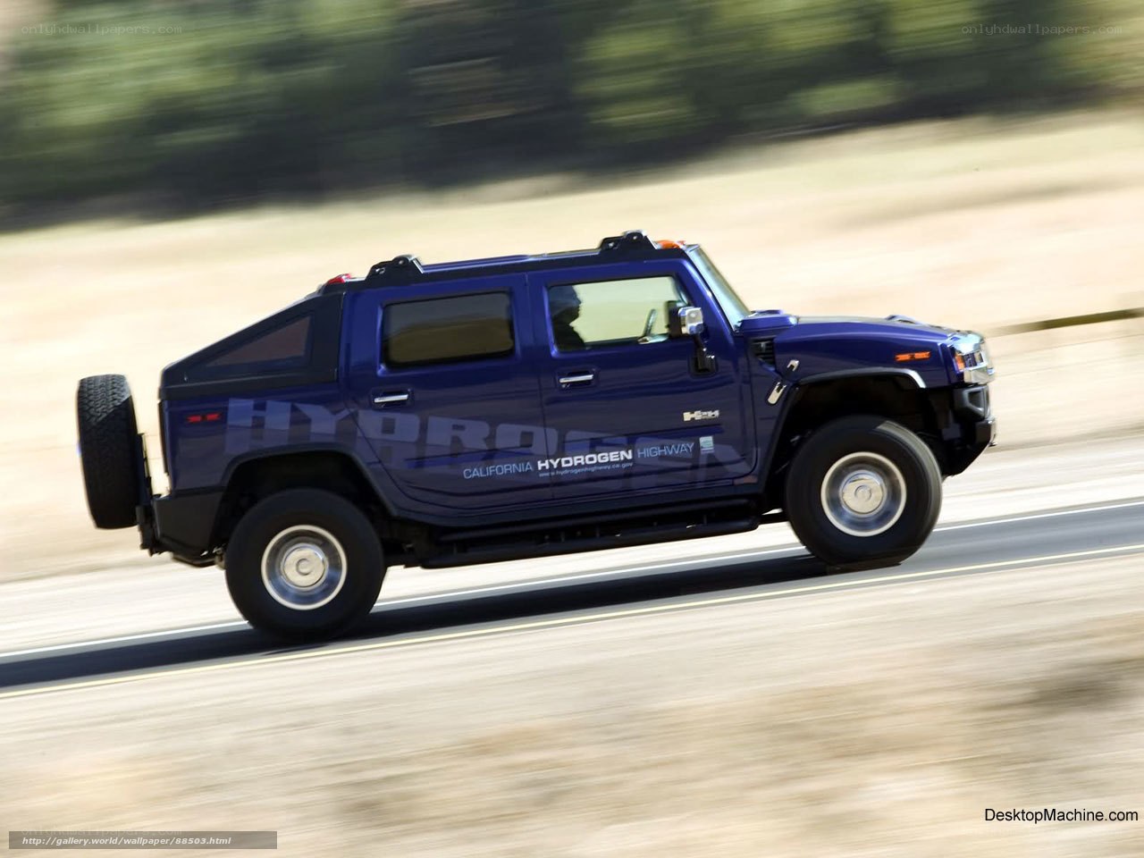 blue hummer on road