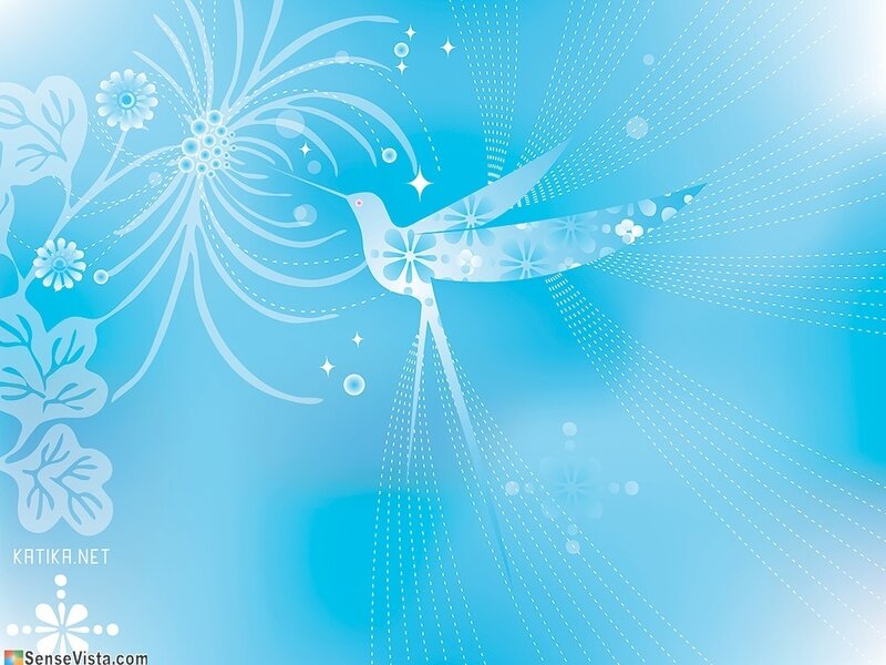 blue hummingbird with floral design