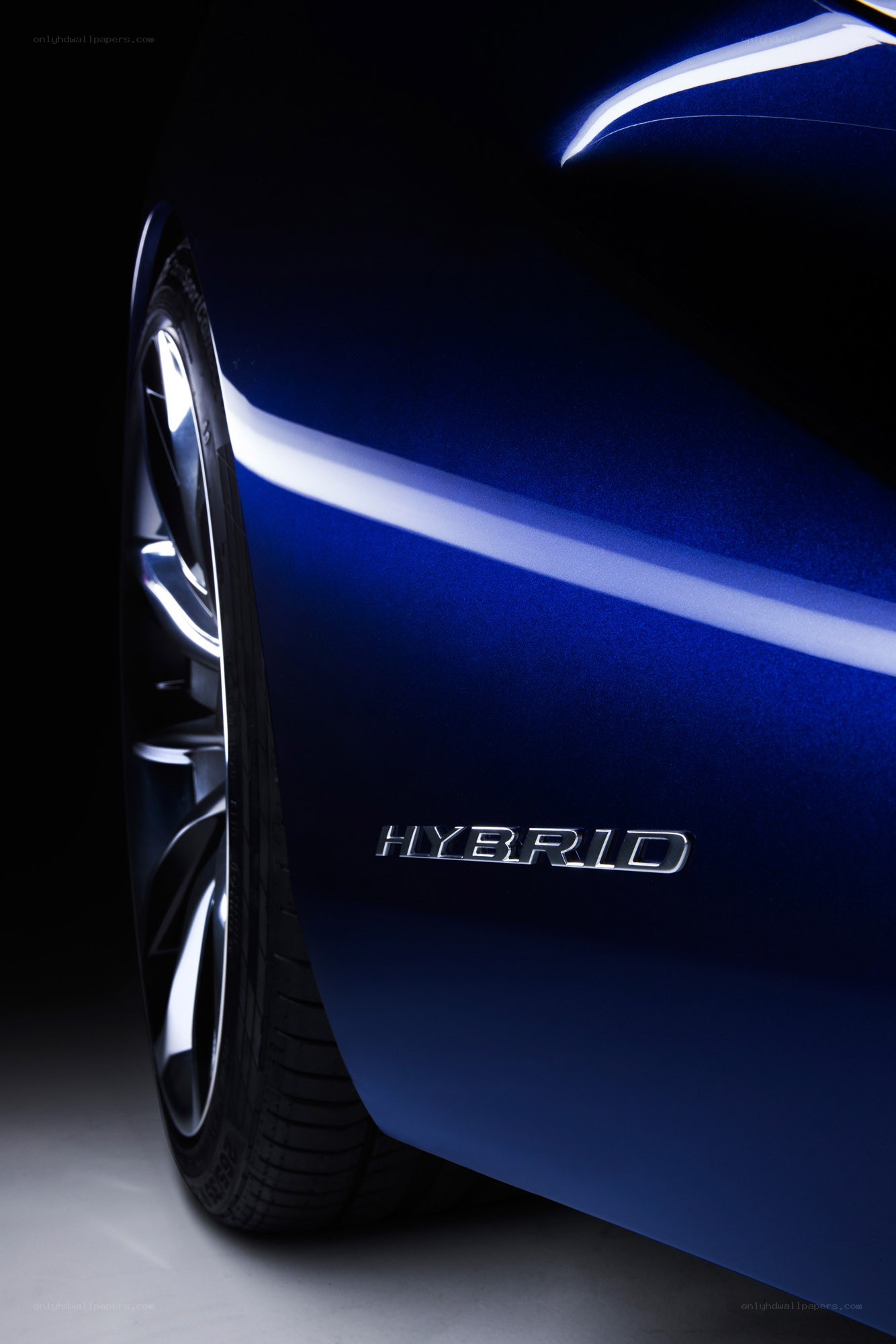 Blue hybrid car wheel