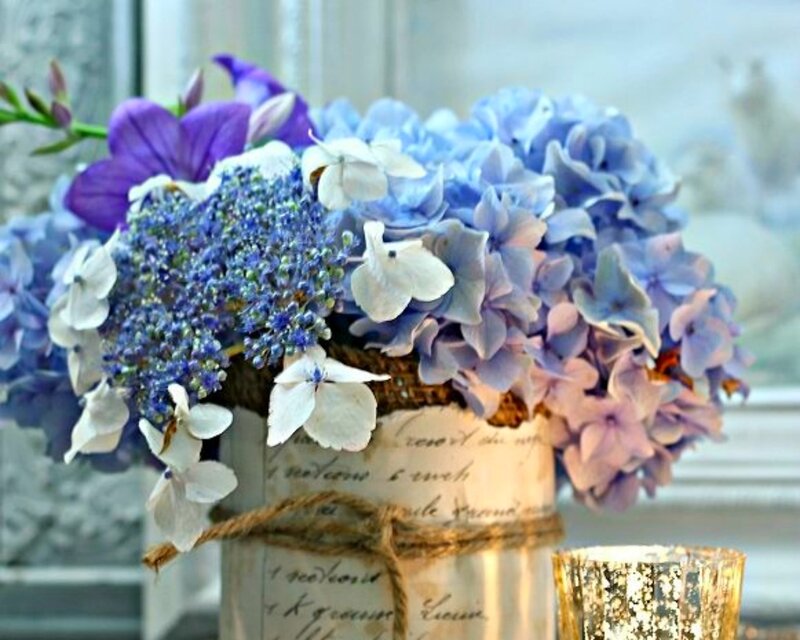 Blue Hydrangea Bouquet — Serene, Morning