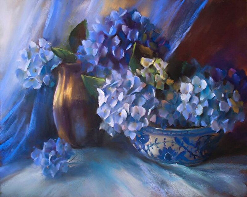 Blue Hydrangeas in Vases