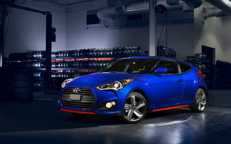 Blue Hyundai Veloster — Dramatic, Photograph, Car