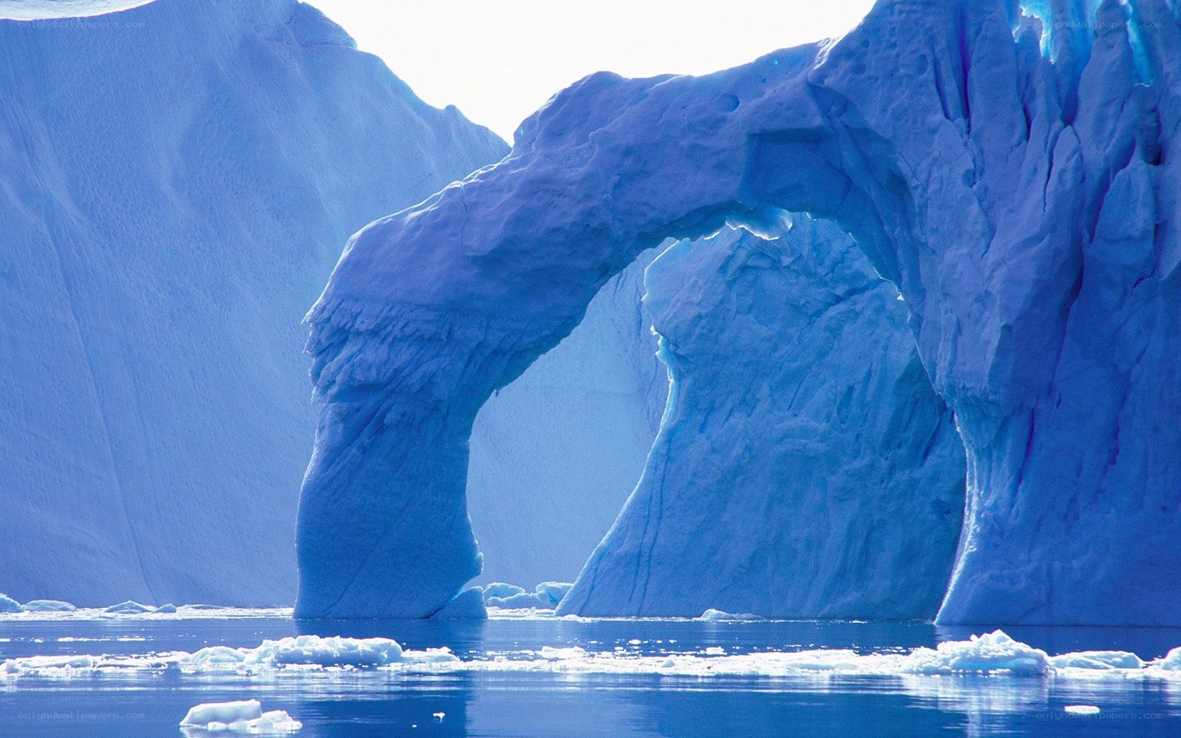 Blue ice arch in Antarctica