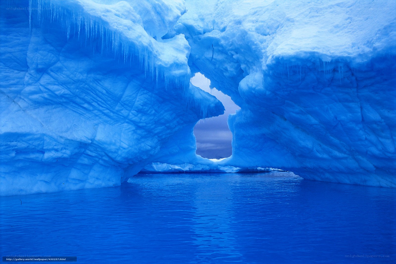 Blue ice cave in Antarctica