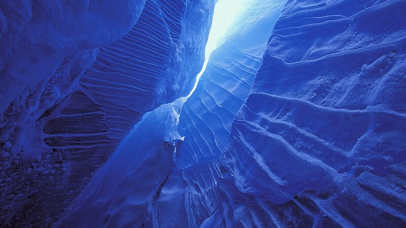 Blue ice cave interior