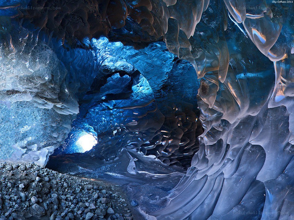 Blue ice cave interior