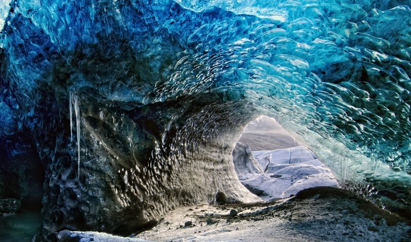Blue ice cave interior