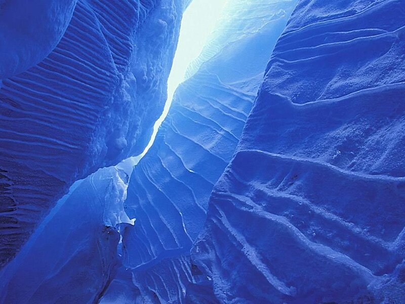 Blue ice cave interior