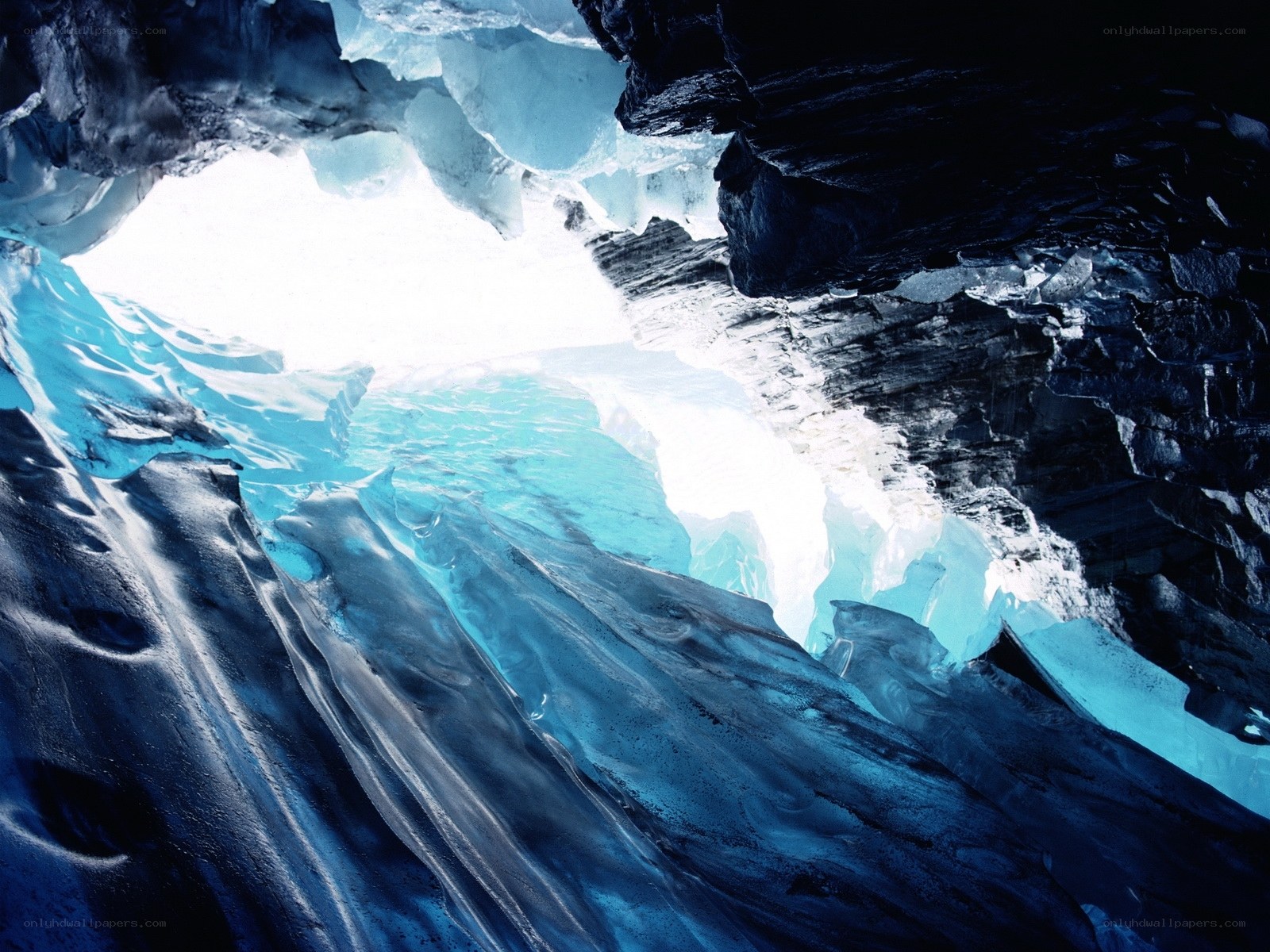 Blue ice cave interior