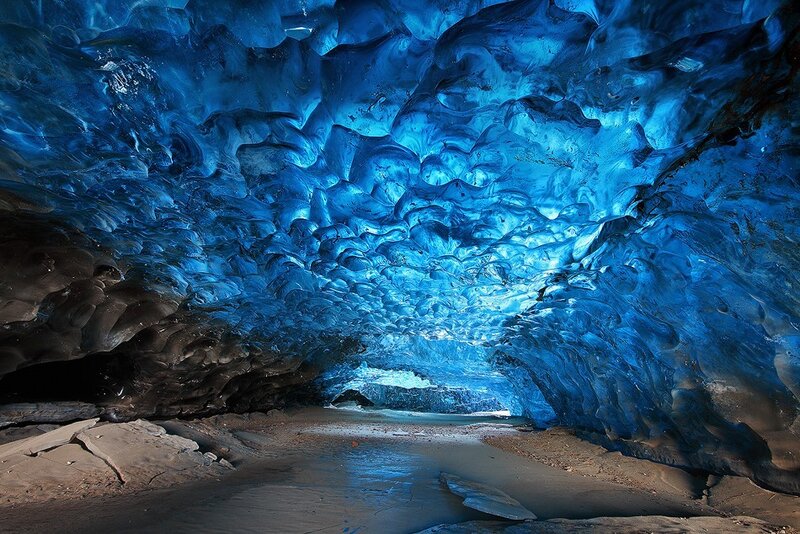 Blue ice cave interior