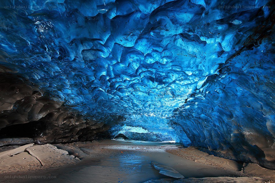 Blue ice cave interior