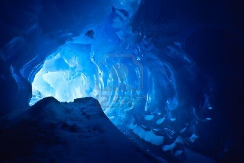 Blue Ice Cave Interior — Dramatic, Photograph, Light