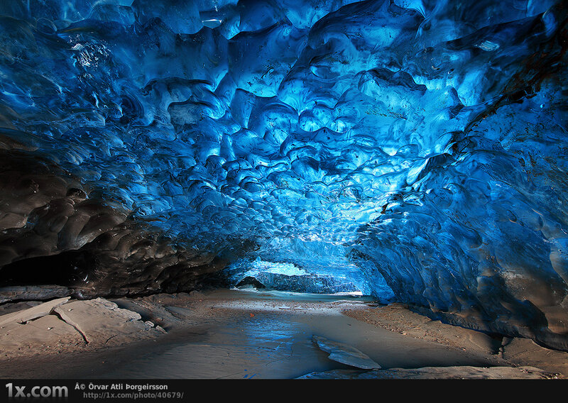 Blue Ice Cave Interior — Dramatic