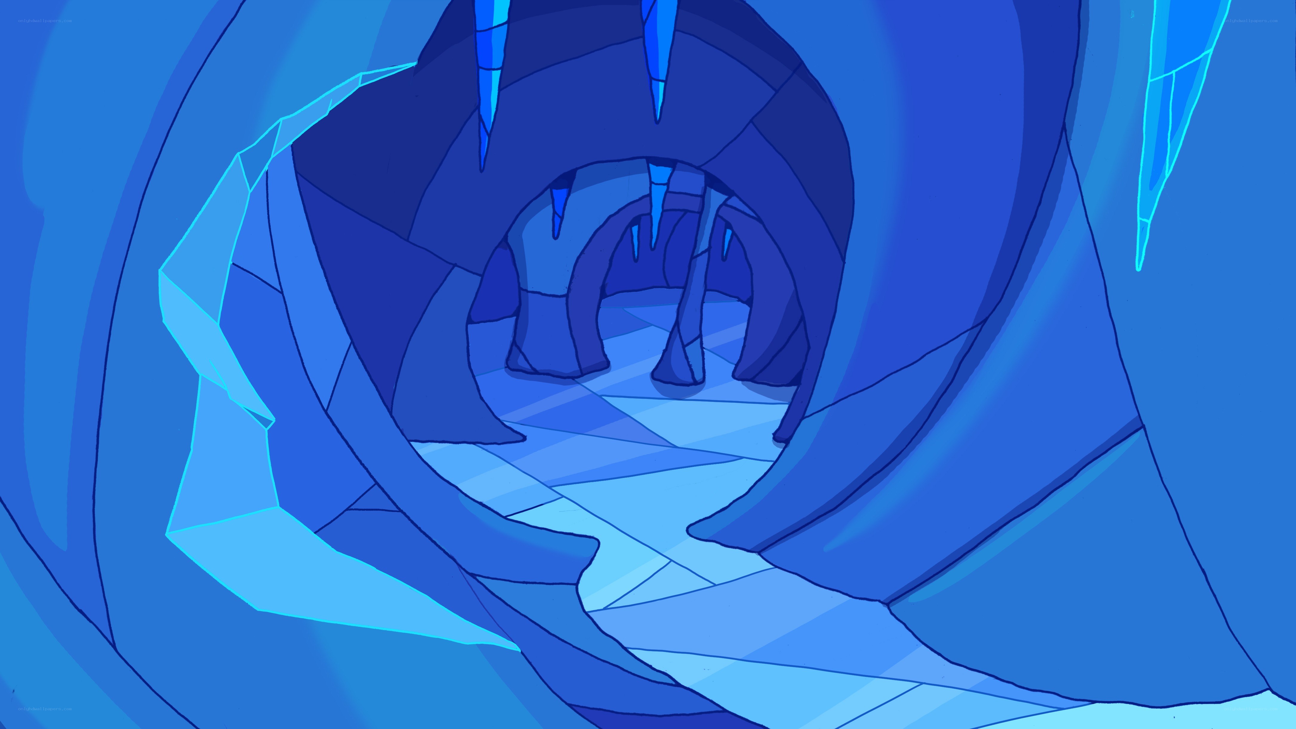 blue ice cave tunnel