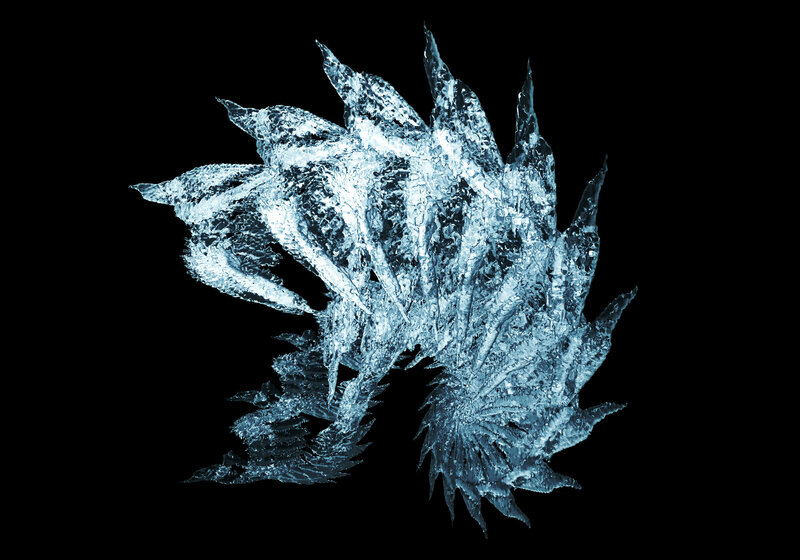 blue ice crystal formation
