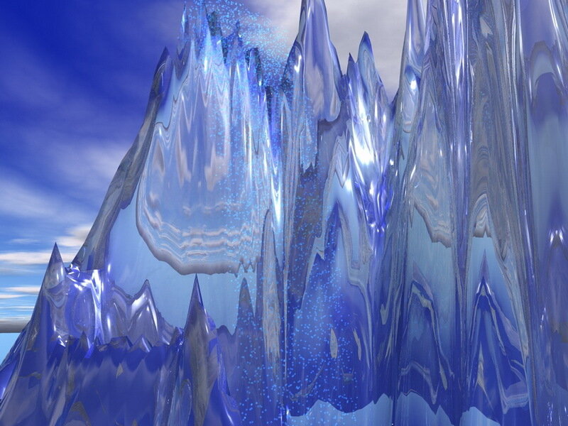 blue ice crystal mountain