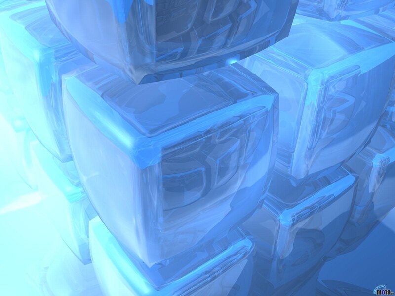 blue ice cubes stack
