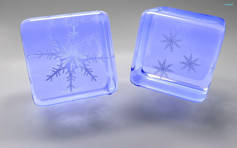 Blue Ice Cubes with Snowflakes — Cool