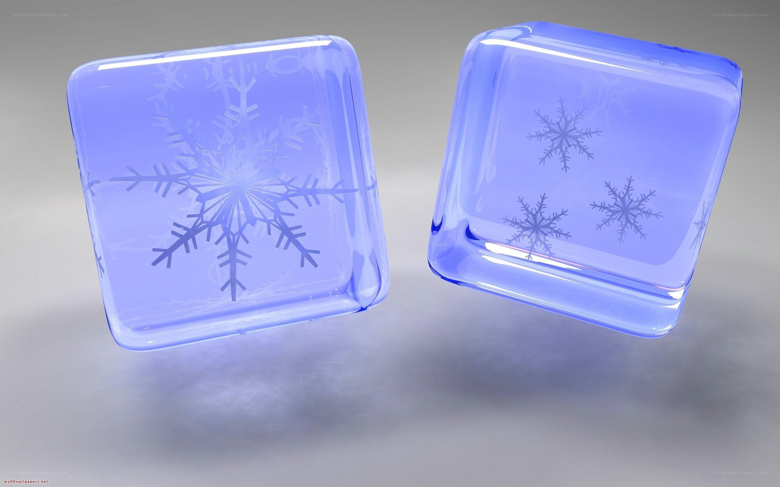 blue ice cubes with snowflakes